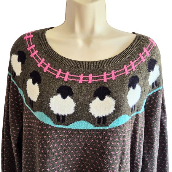 Talbots Fair Isle Sheep Sweater L Olive Green - Picture 1 of 11